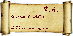 Krakker Arzén névjegykártya
